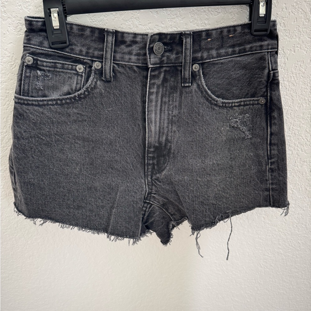 Madewell Black Relaxed Denim Shorts with Raw Hem